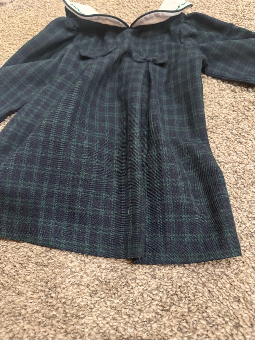 Vintage Little Bitty Toddler Dress Size 2t Long Sleeve Green Peter Pan Collar